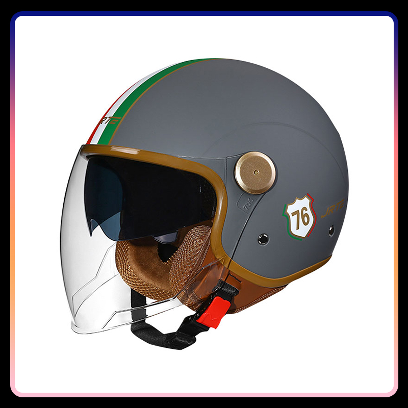 Vintage Open Face Retro Helmet - DOT Disetujui Retro Semi-terbuka Helm Double