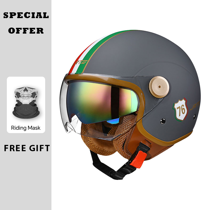 Vintage Open Face Retro Helmet - Helm Sepeda Motor Retro Open Face