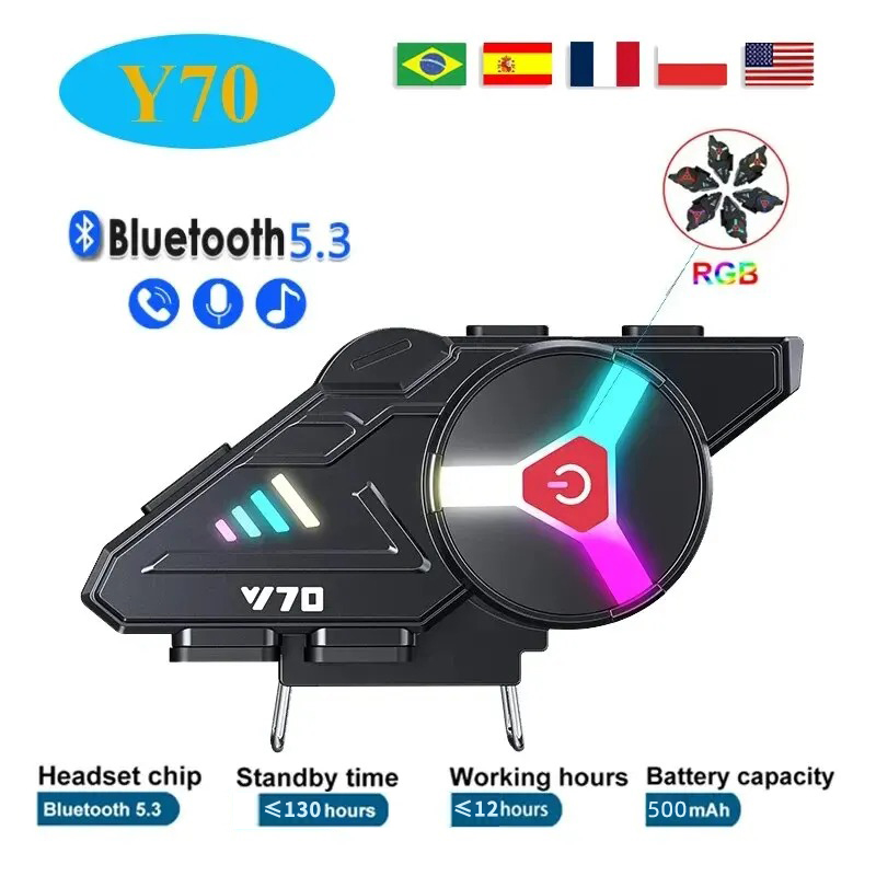 Full Face Motorcycle Helmet With Bluetooth - Y70 Headset helm sepeda motor, Earphone