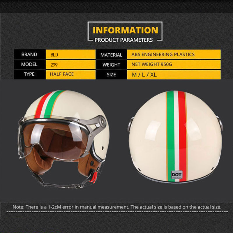 Helm sepeda motor wajah terbuk - Vintage Open Face Retro Helmet ulasan dan harga