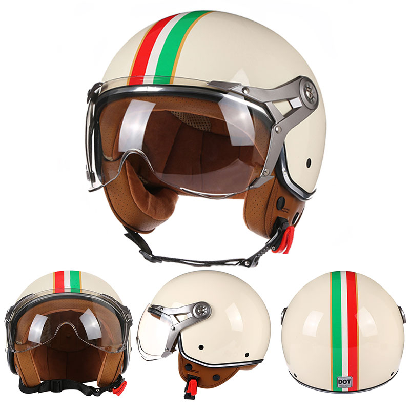 Helm sepeda motor wajah terbuk - Vintage Open Face Retro Helmet ulasan dan harga