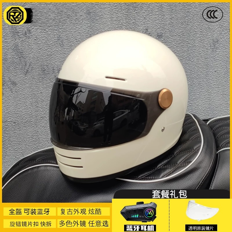 Helm Motor Full Face Retro ORZ - Full Face Motorcycle Helmet With Bluetooth ulasan dan harga