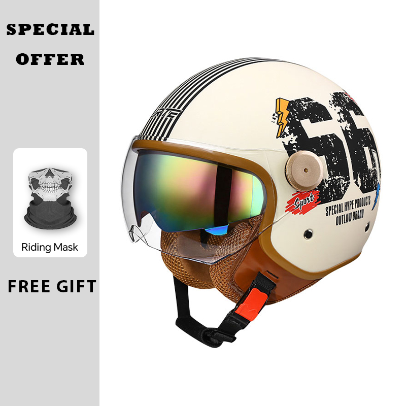 Helm Sepeda Motor Retro Open F - Vintage Open Face Retro Helmet ulasan dan harga