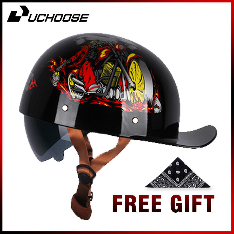 Uchoose topi bisbol sepeda mot - Vintage Open Face Retro Helmet ulasan dan harga